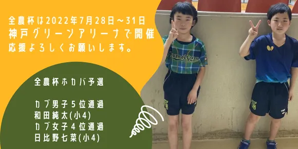 カブ男子５位通過 和田純太(小4) カブ女子４位通過 日比野七菜(小4)